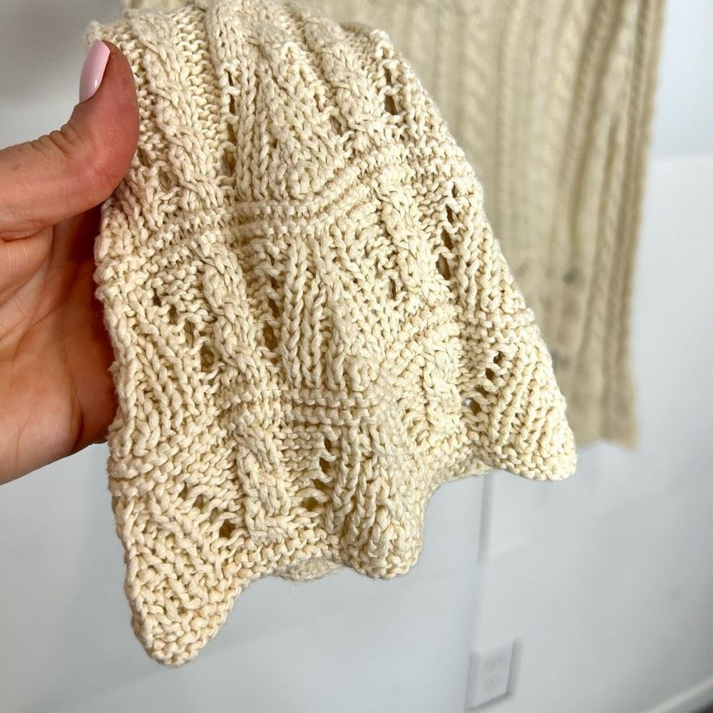 Ralph Lauren Womens Cable Knit Shawl V Neck Sweater XL Cream Ivory Cotton - Picture 4 of 12